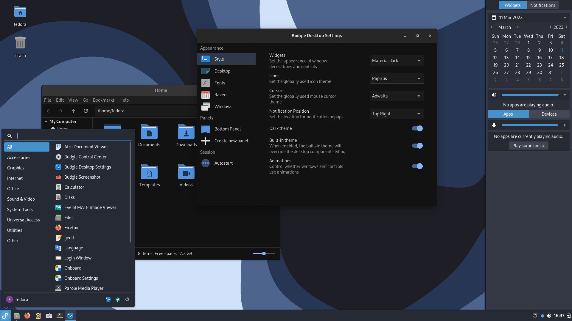Screenshot of Budgie Desktop
